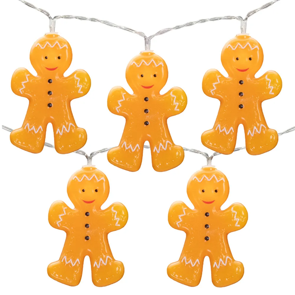 10 Count Warm White Led Gingerbread Men Christmas Fairy Lights