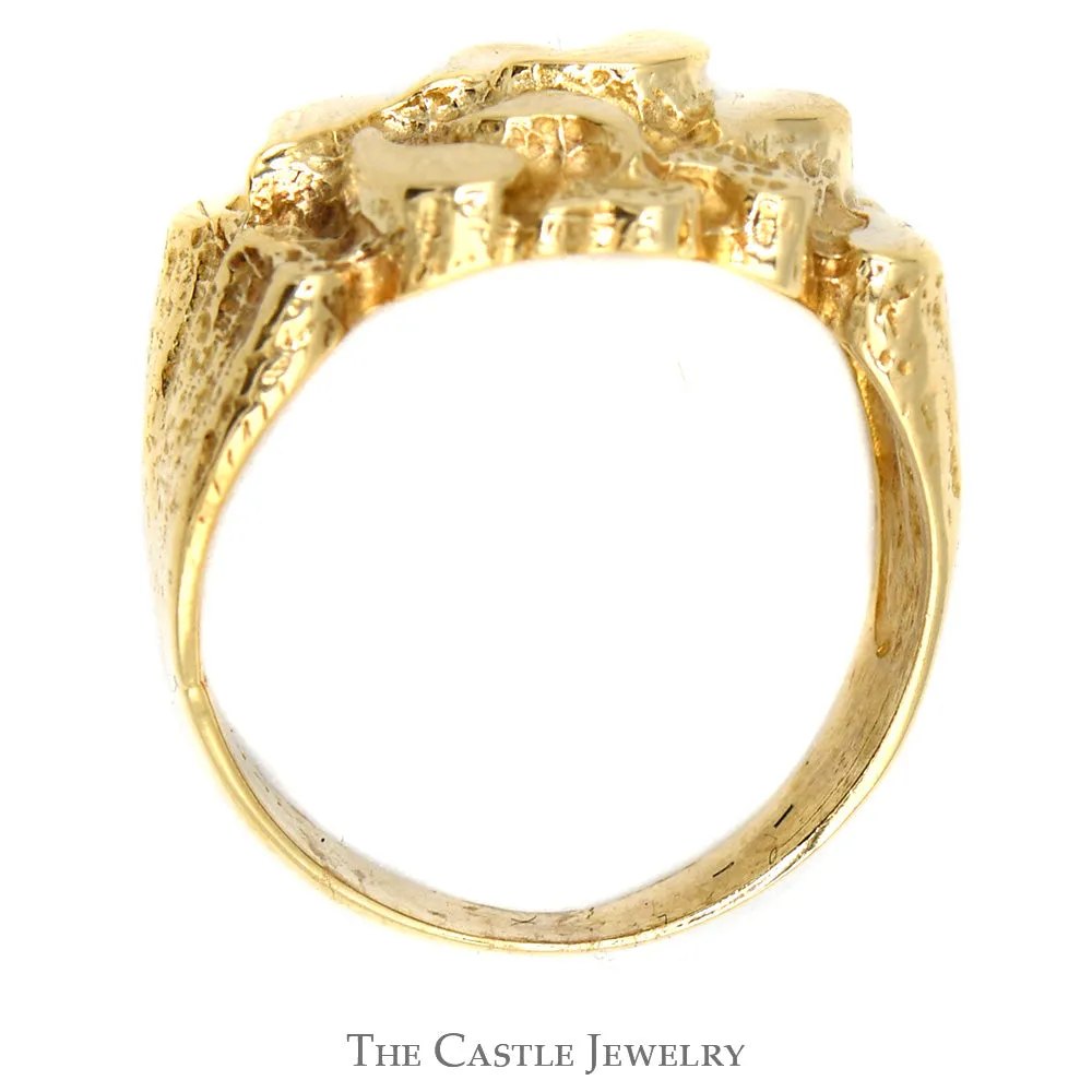 10k Yellow Gold Nugget Designed Ring - Size 9.5