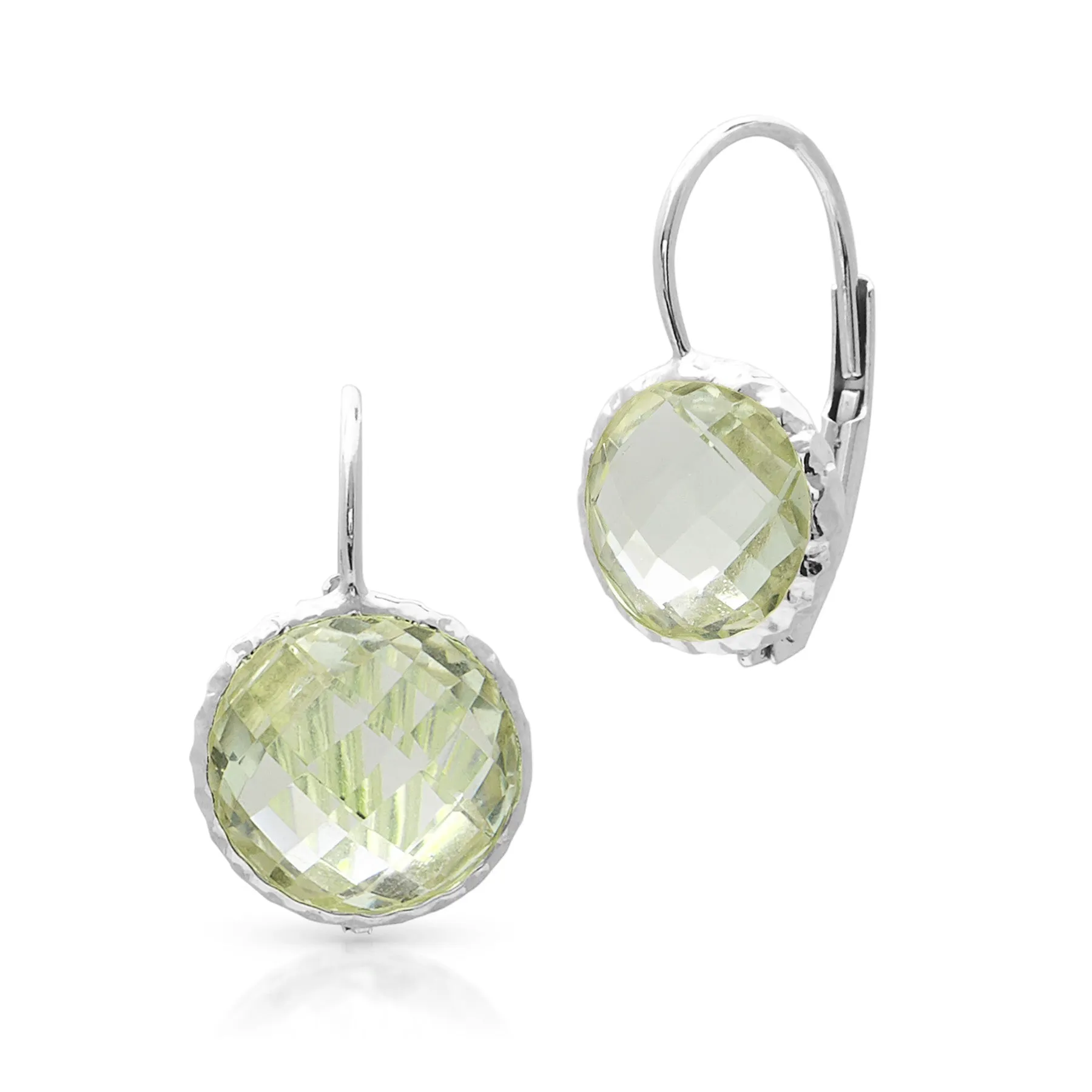 14KT White Gold Green Amethyst Earrings