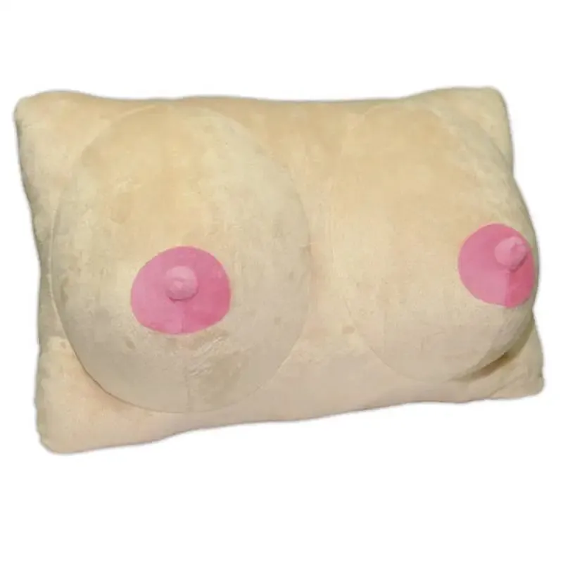 15 Inch Flesh Pink Novelty Erotic Breasts Plush Pillow