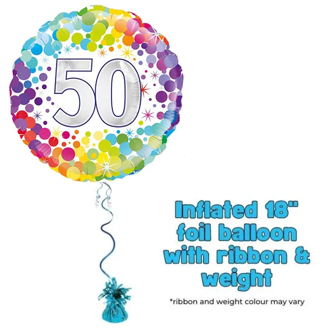 18" 50th Colourful Confetti Birthday Foil Balloon