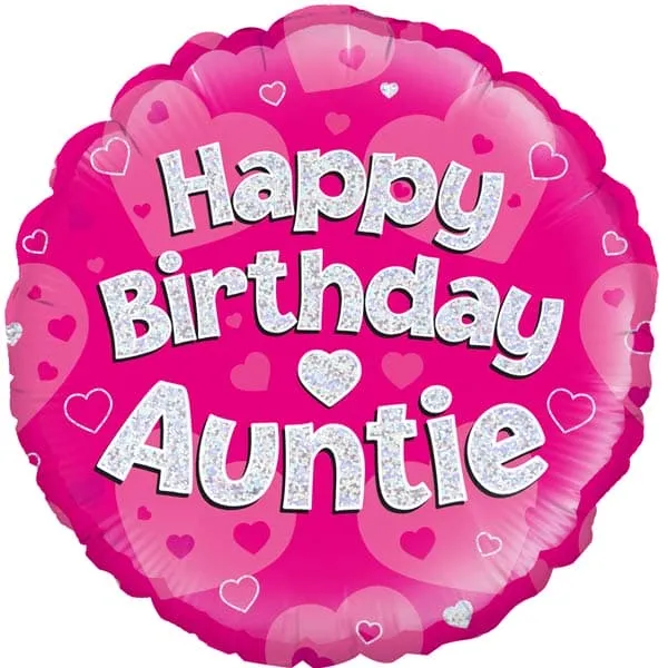 18" Happy Birthday Auntie Pink Foil Balloon