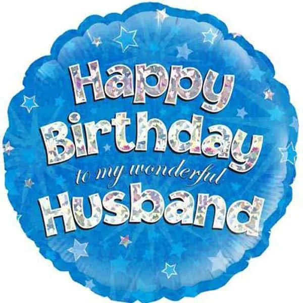 18" Happy Birthday Husband Blue Foil Balloon