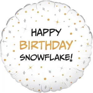 18" Happy Birthday Snowflake Foil Balloon