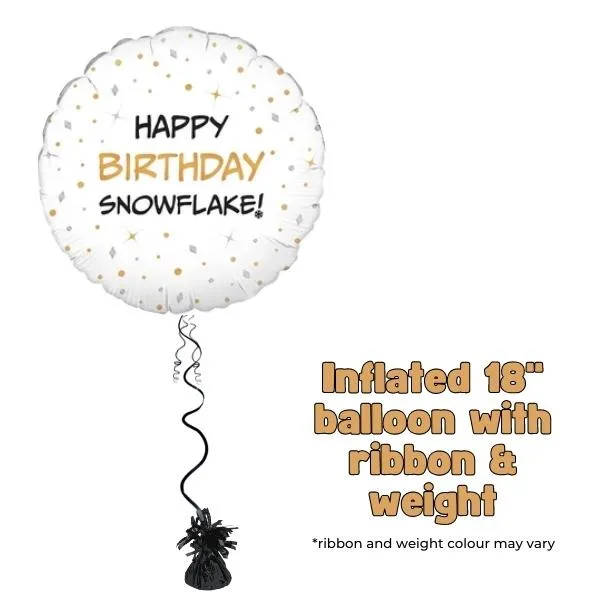 18" Happy Birthday Snowflake Foil Balloon