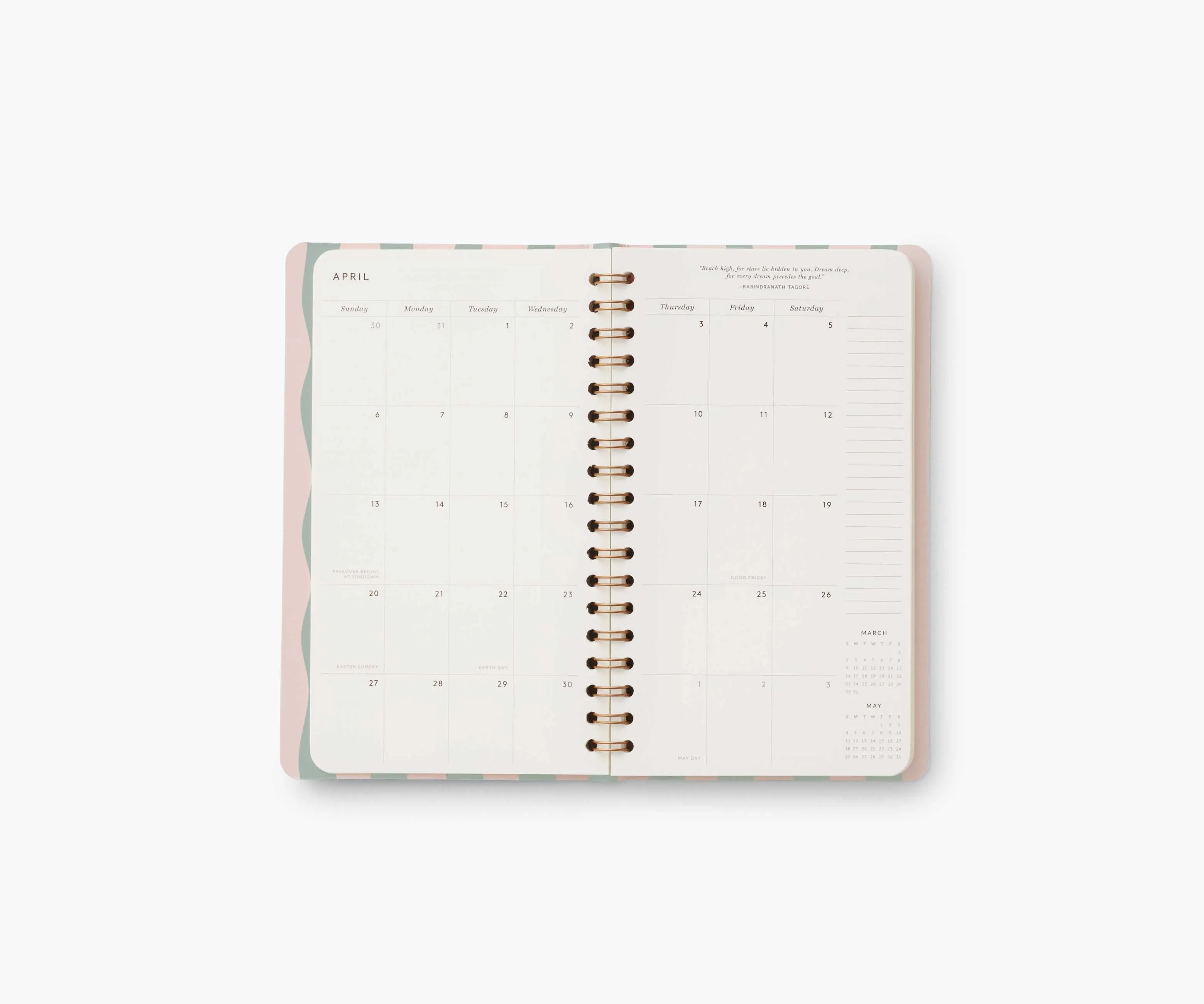 2025 12-Month Spiral Pocket Planner - Roses