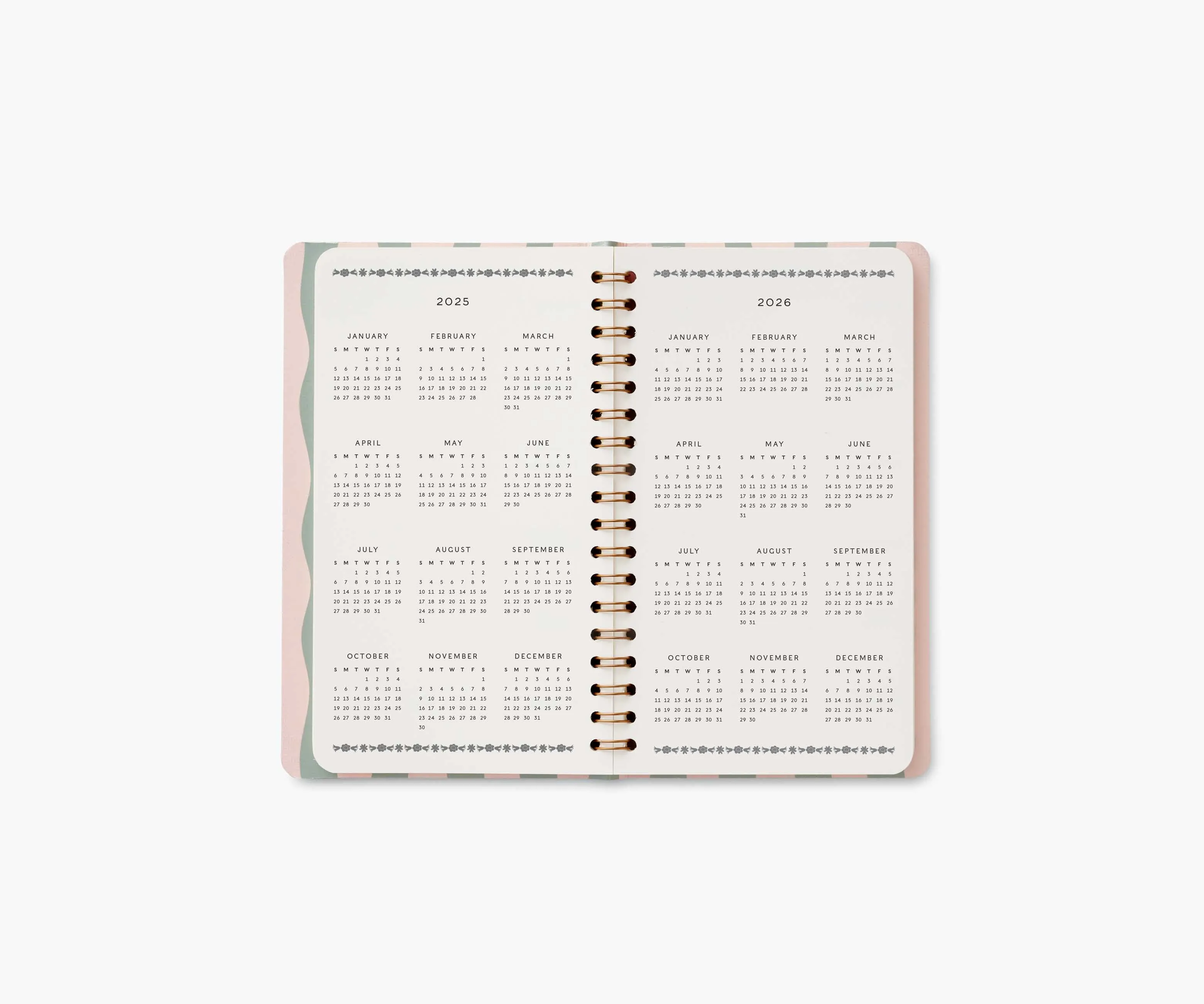 2025 12-Month Spiral Pocket Planner - Roses