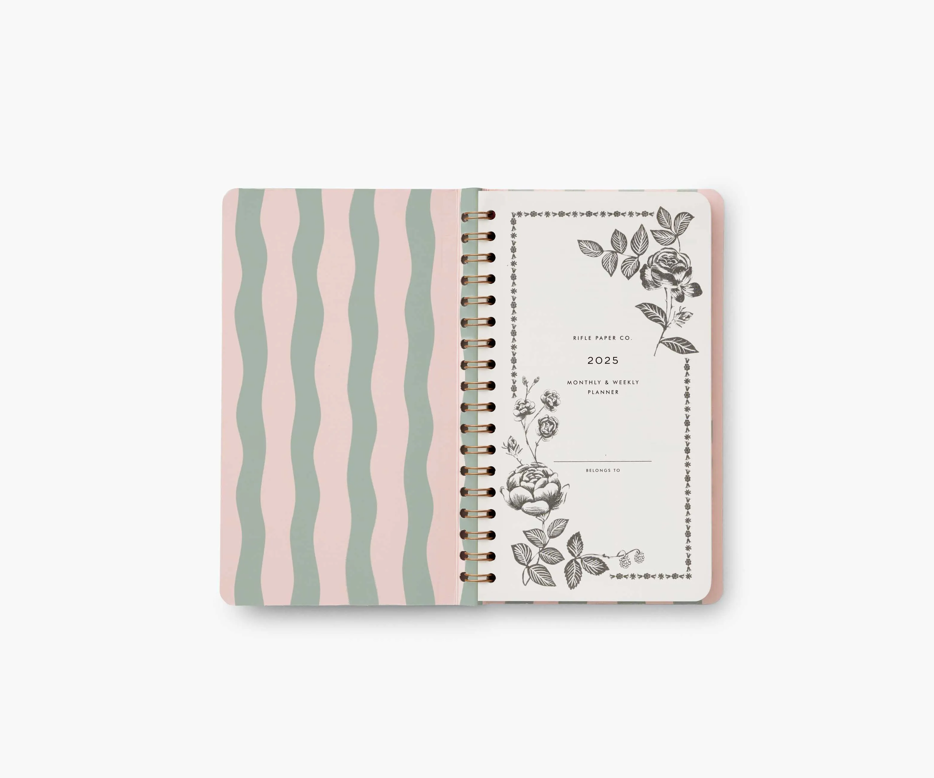 2025 12-Month Spiral Pocket Planner - Roses