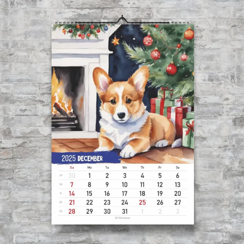 2025 Corgi Monthly Square Wall Calendar