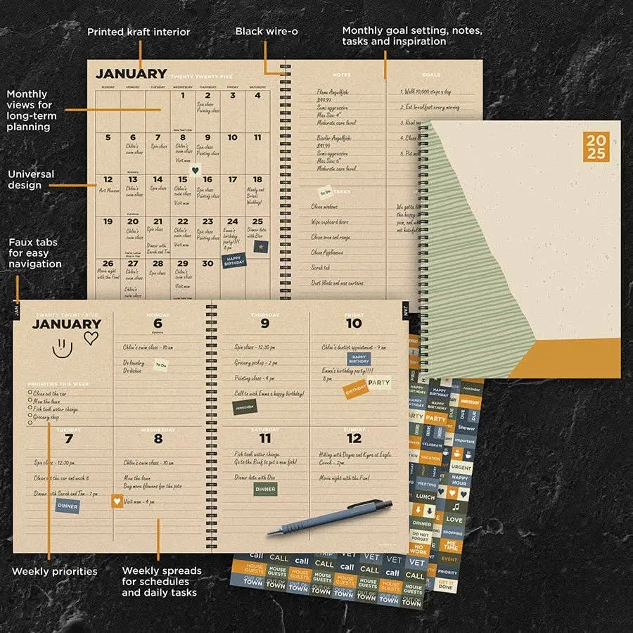 2025 Geometric Large Weekly Monthly Planner