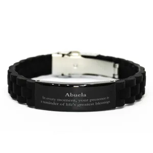 Abuela Thank You Gifts, Your presence is a reminder of life's greatest, Appreciation Blessing Birthday Black Glidelock Clasp Bracelet for Abuela