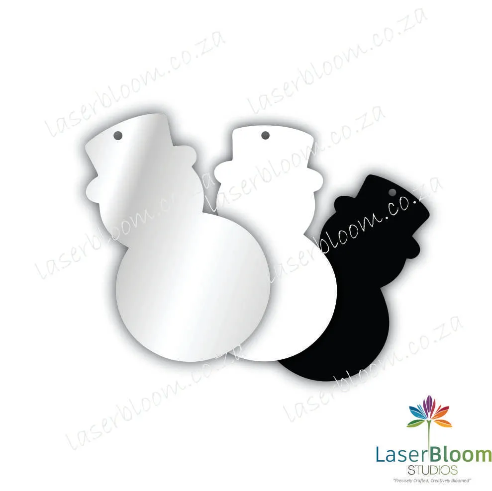 Acrylic Blank Snowman- Select Your Thickness (1.5mm, 2mm, 3mm)