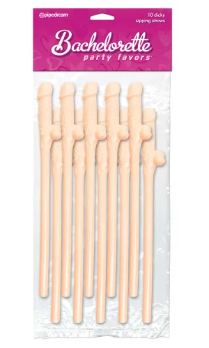 Adult Party Fun: Dicky Sipping Straws - Set of 10 Festive Penis-Shaped Straws