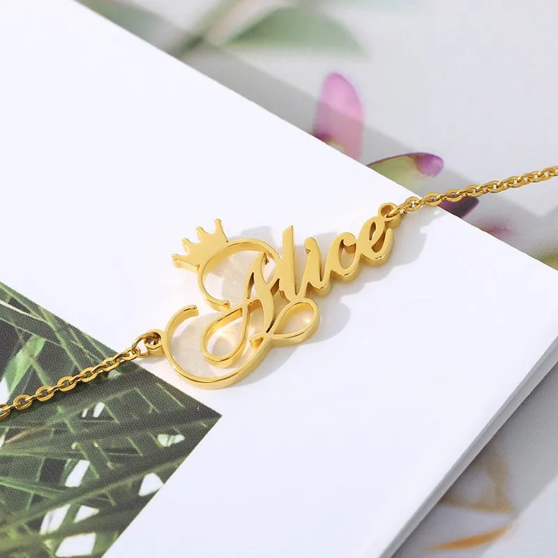 Anklet Bracelet With Name & Crown- Christmas Gifts For Girlfriend