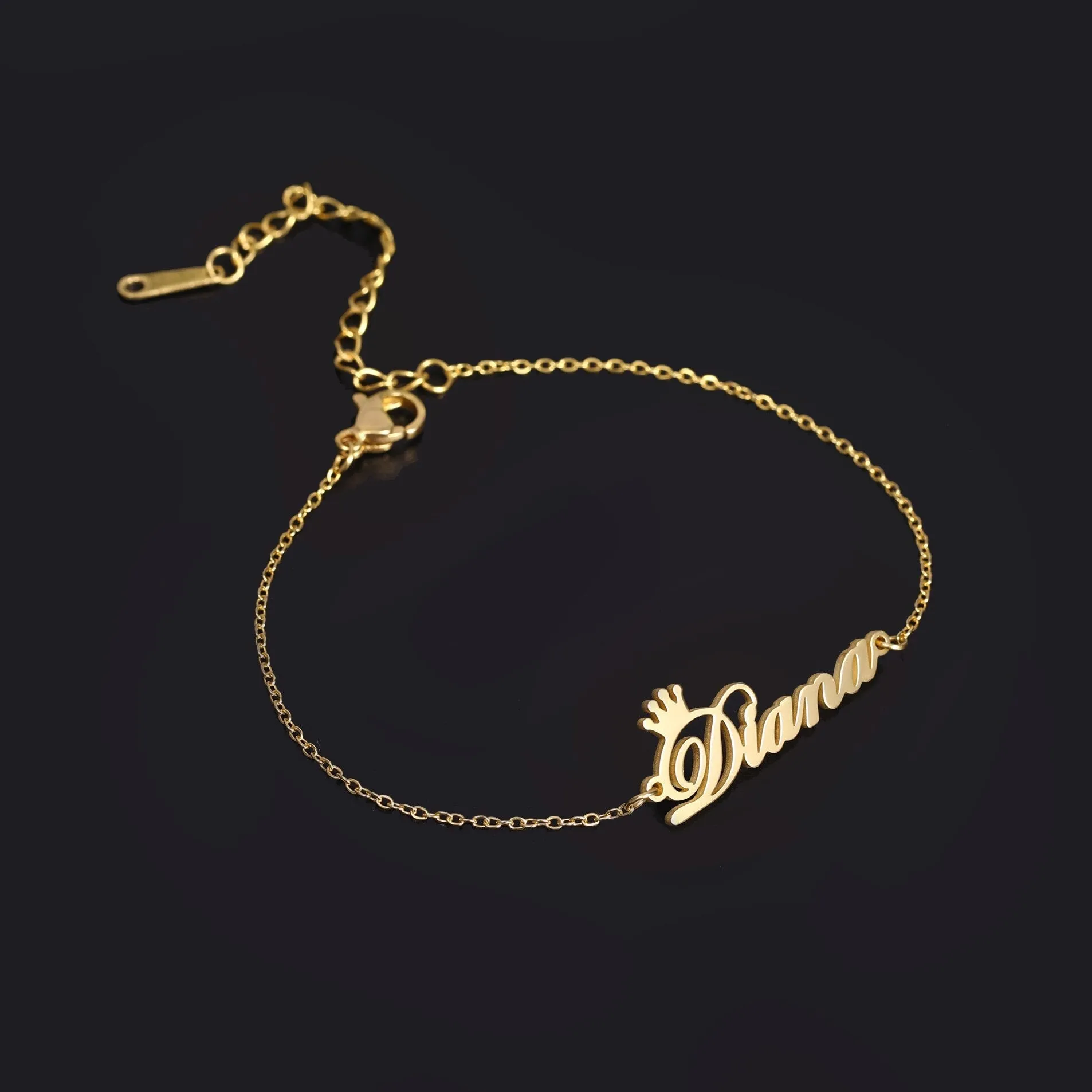 Anklet Bracelet With Name & Crown- Christmas Gifts For Girlfriend