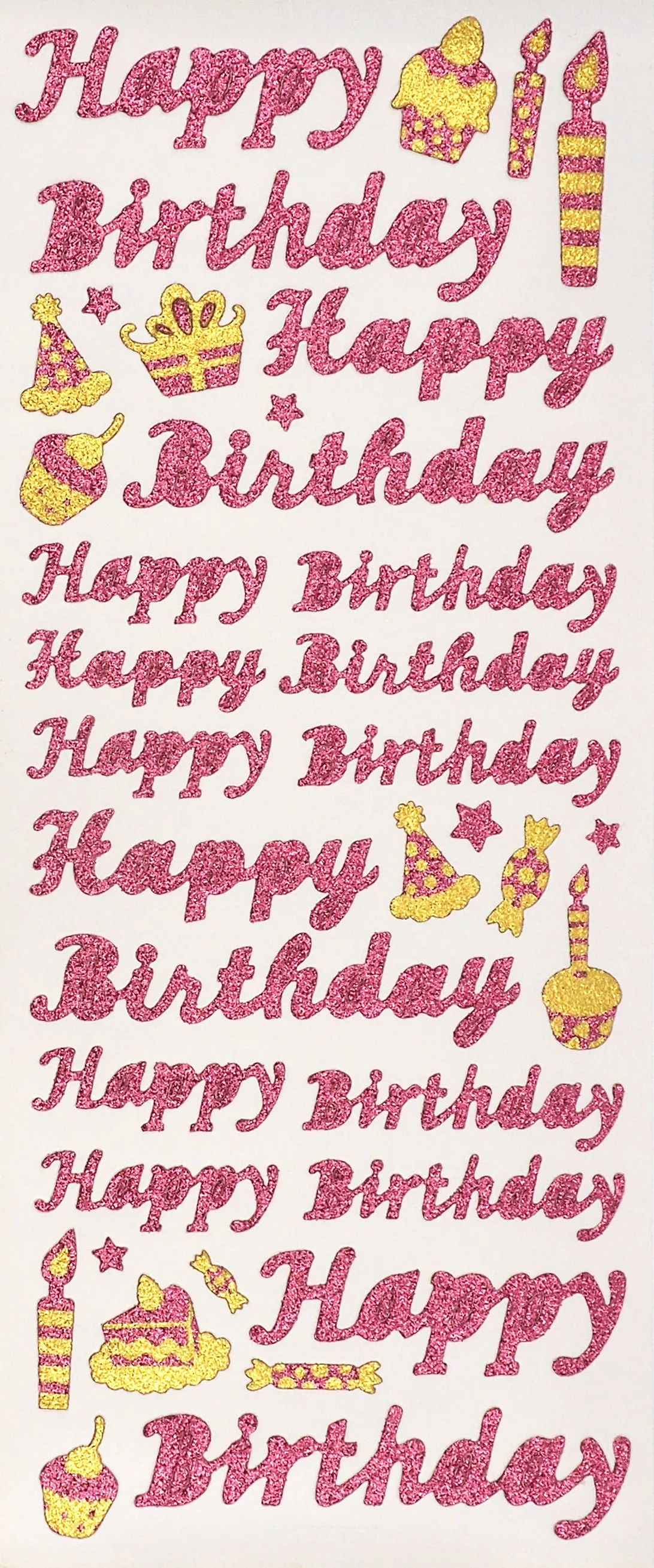 Arbee Foil Stickers Happy Birthday, Glitter Gold