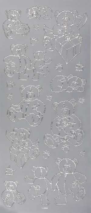 Arbee Foil Stickers Teddy Bear, Silver