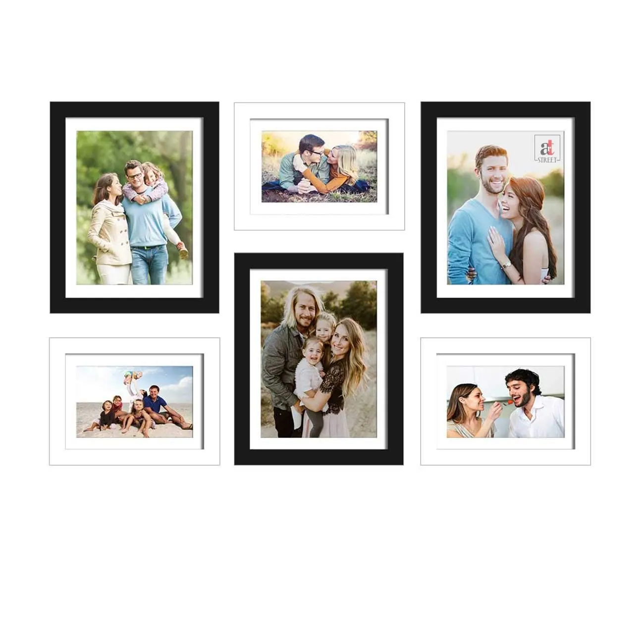 Art Street Set of 6 Black & White Wall Photo Frame, Picture Frame for Home Decor -Size-6x8, 8x10 inchs