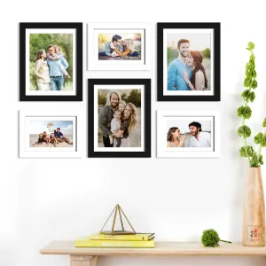 Art Street Set of 6 Black & White Wall Photo Frame, Picture Frame for Home Decor -Size-6x8, 8x10 inchs