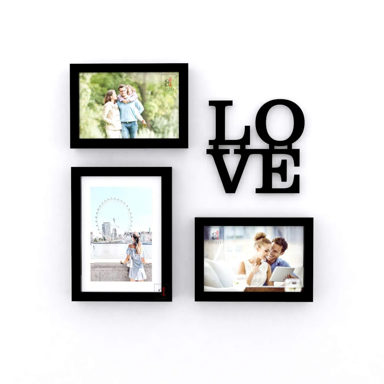 Art Street Valentine Theme Set of 3 Wall Photo Frame Love MDF Plaque for Valentine Day Celebration-Size -5x7, 6x8 Inches