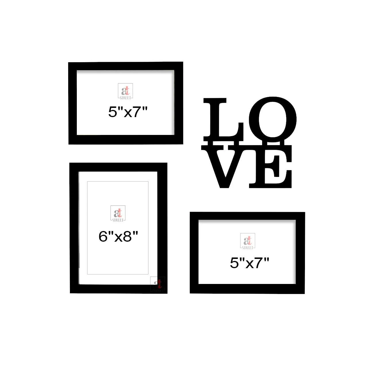 Art Street Valentine Theme Set of 3 Wall Photo Frame Love MDF Plaque for Valentine Day Celebration-Size -5x7, 6x8 Inches