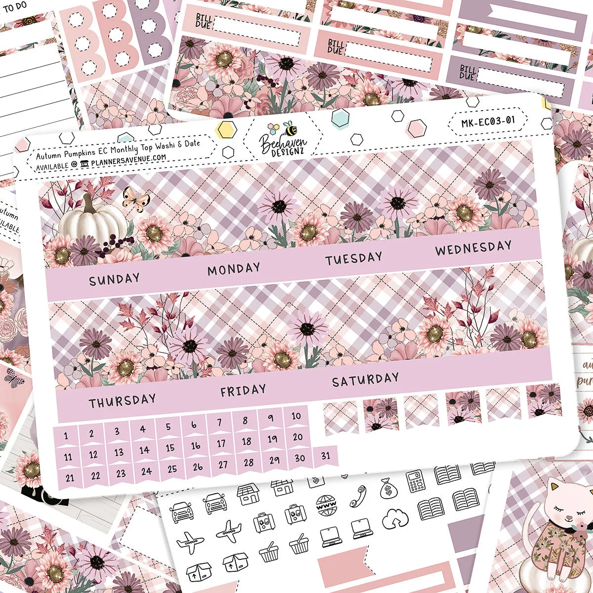 Autumn Pumpkin Erin Condren Monthly Sticker Kit