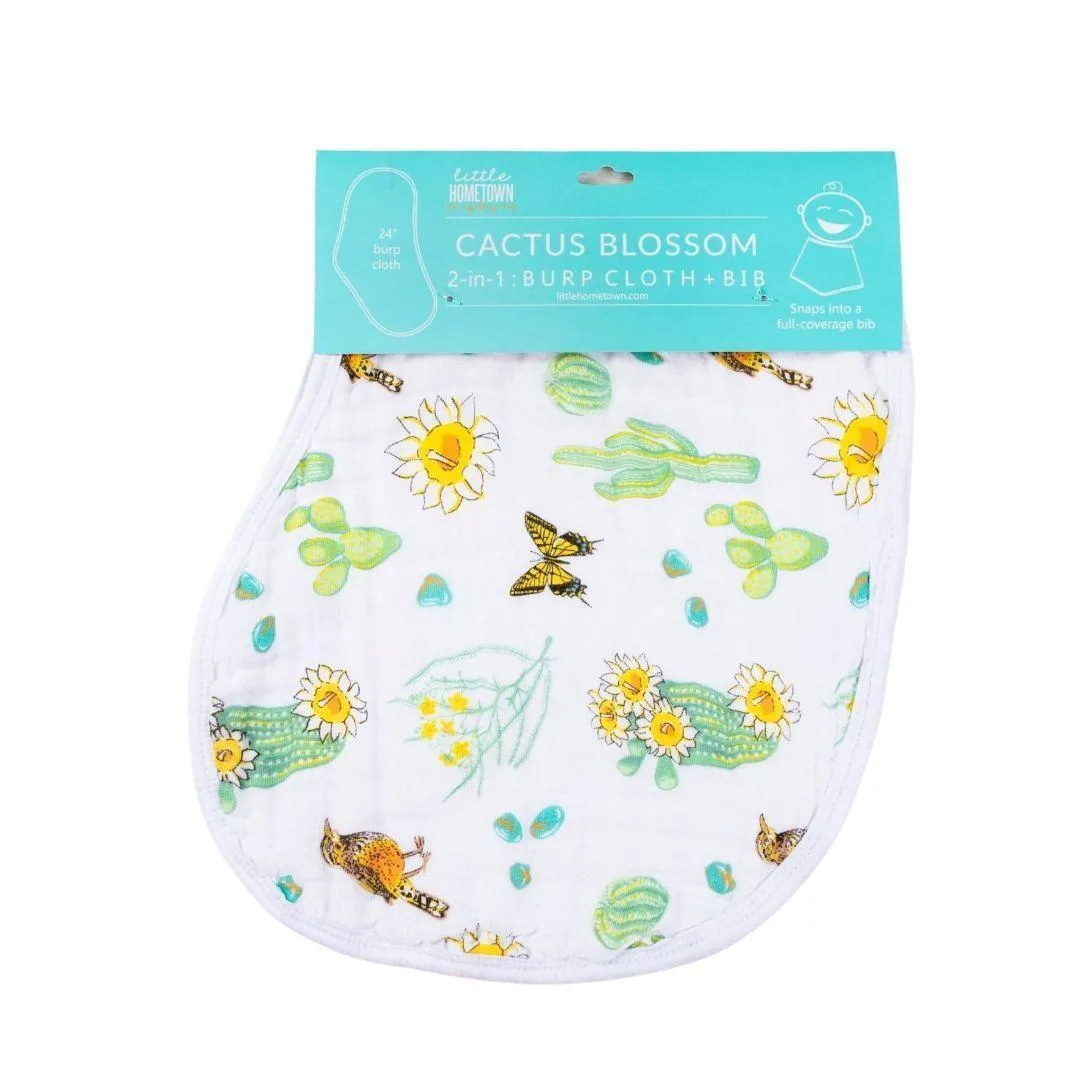 Baby Burp Cloth & Bib Combo: Cactus Blossom