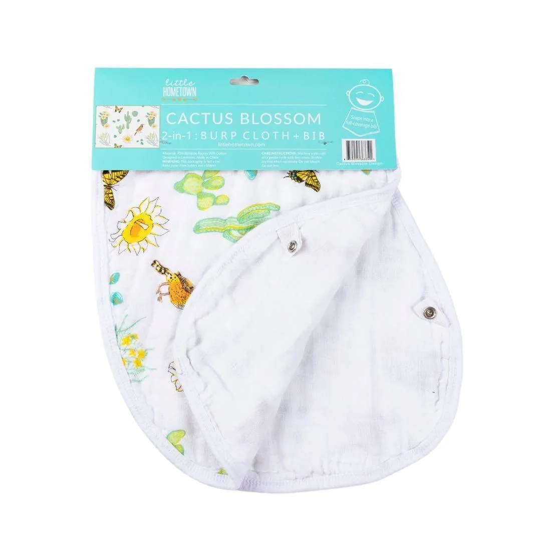 Baby Burp Cloth & Bib Combo: Cactus Blossom