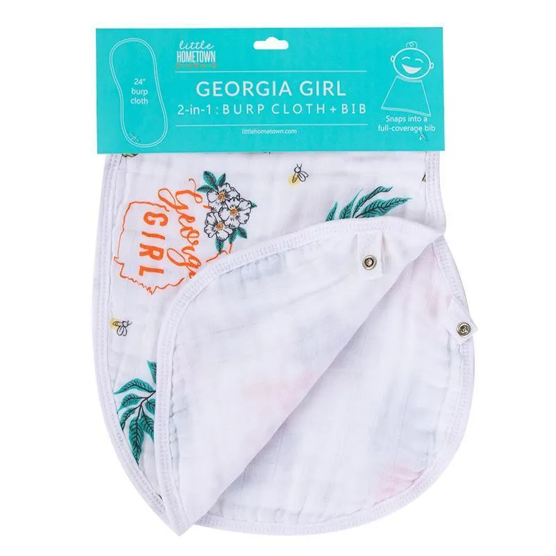 Baby Burp Cloth & Bib Combo: Georgia Girl