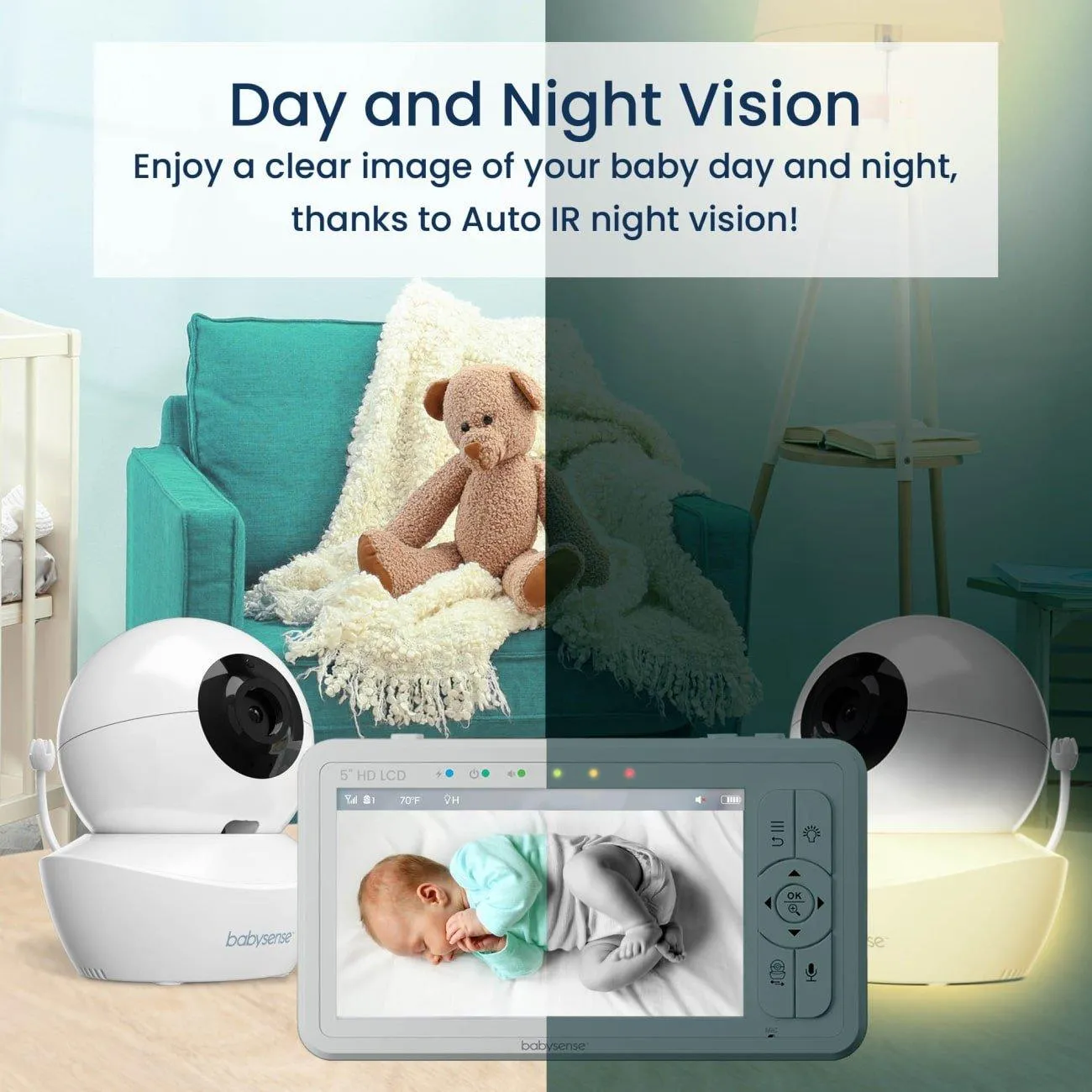 Babysense HD Dual - Baby Monitor with WiFi, and Separate Non-WiFi Camera