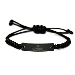 Badass CPA Gifts, I'm CPA not a magician, Sarcastic Black Rope Bracelet for CPA Birthday Christmas for  Men, Women, Friends, Coworkers