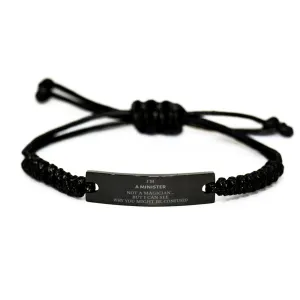 Badass Minister Gifts, I'm Minister not a magician, Sarcastic Black Rope Bracelet for Minister Birthday Christmas for  Men, Women, Friends, Coworkers