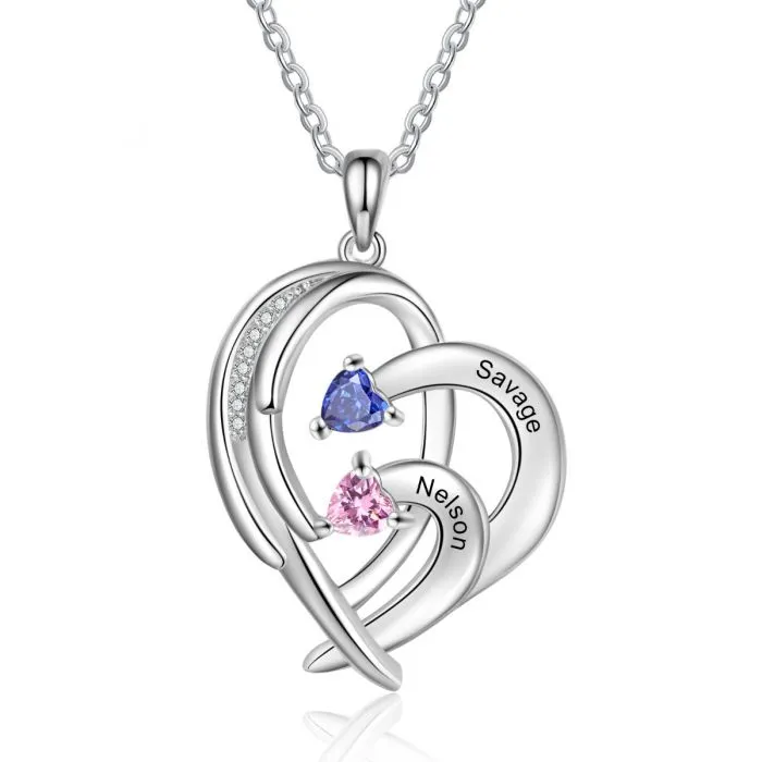 Birthstone Heart Shape Necklace- Valentines Gifts For Her