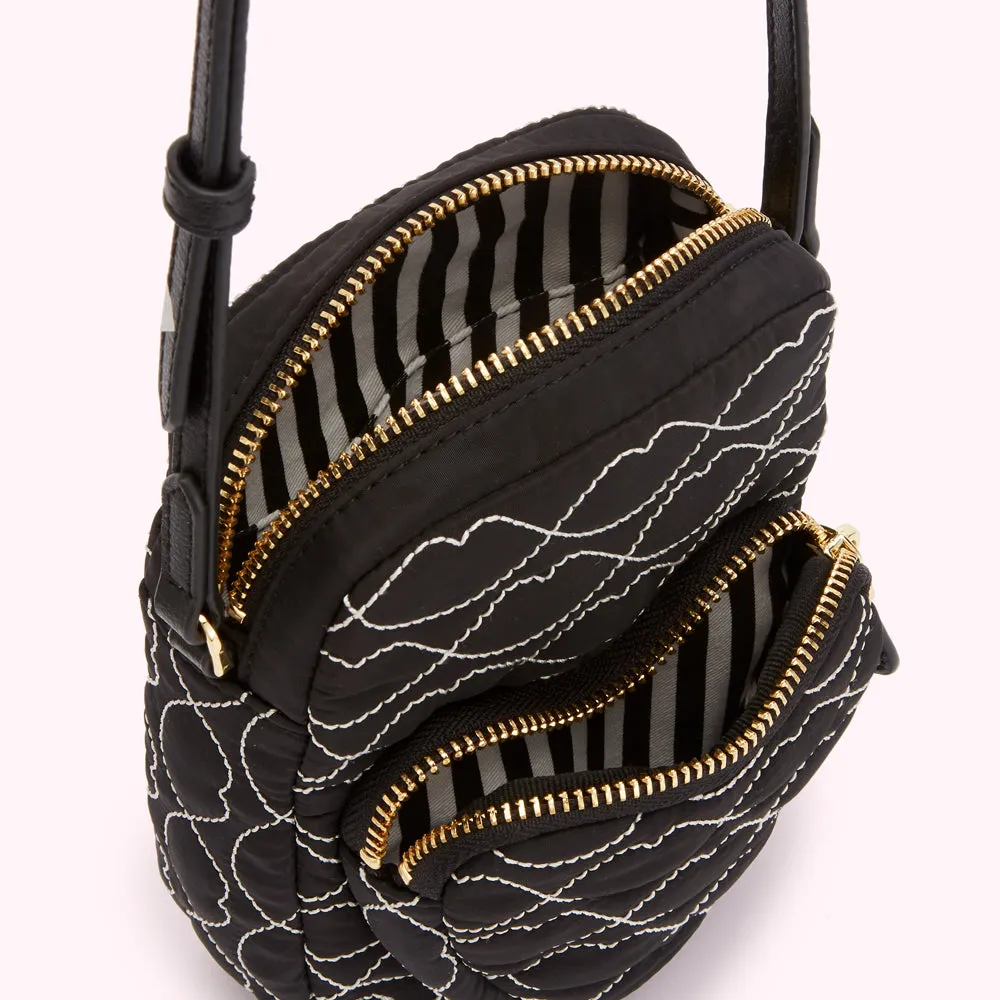 BLACK AND CHALK QUILTED DAVIS CROSSBODY BAG