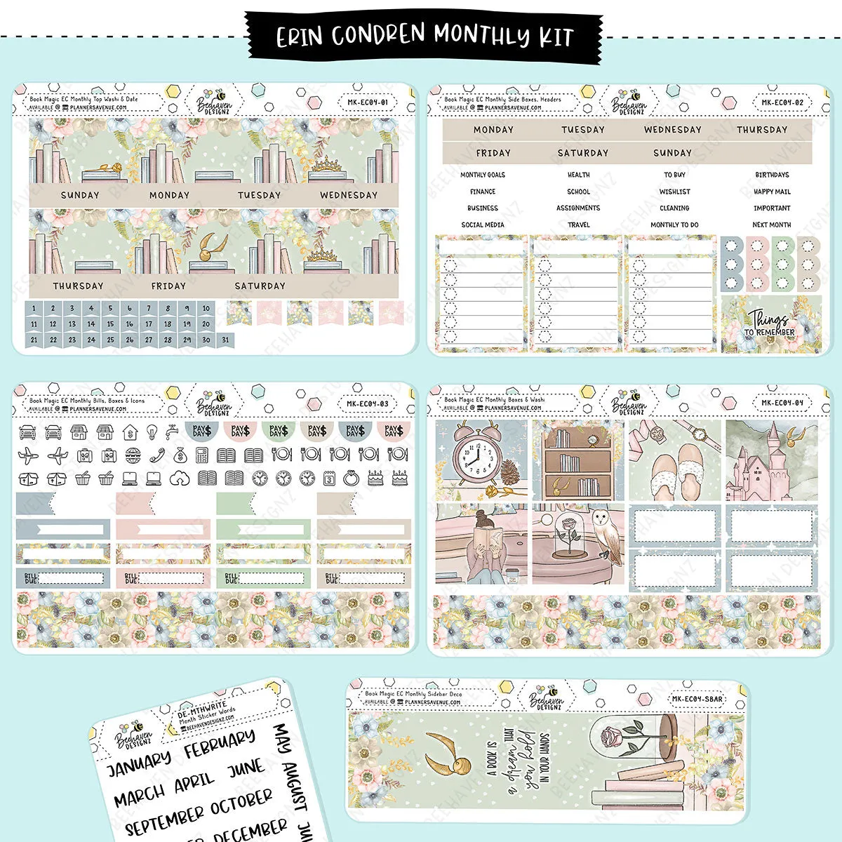 Book Magic Erin Condren Monthly Sticker Kit