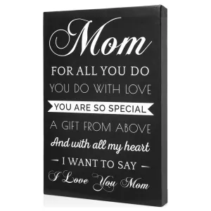 Canvas Wall Art Mom Gift - Hangable Home Decor Gifts for Mom - Unique Valentine's