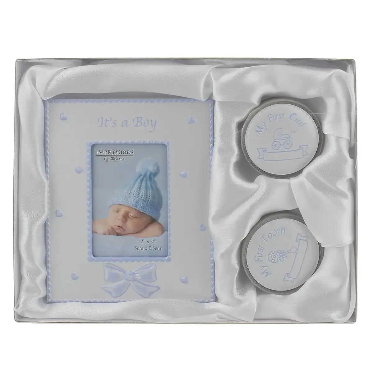 Celebrations Photo Frame, First Tooth & Curl Boy Gift Set