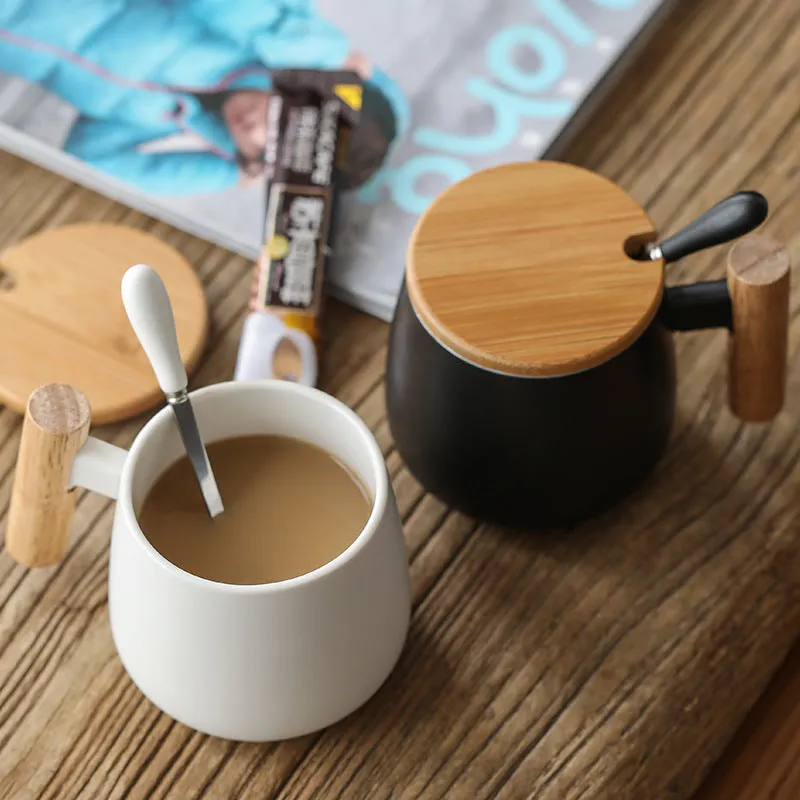 Ceramic coffee  cup with cover spoon customization