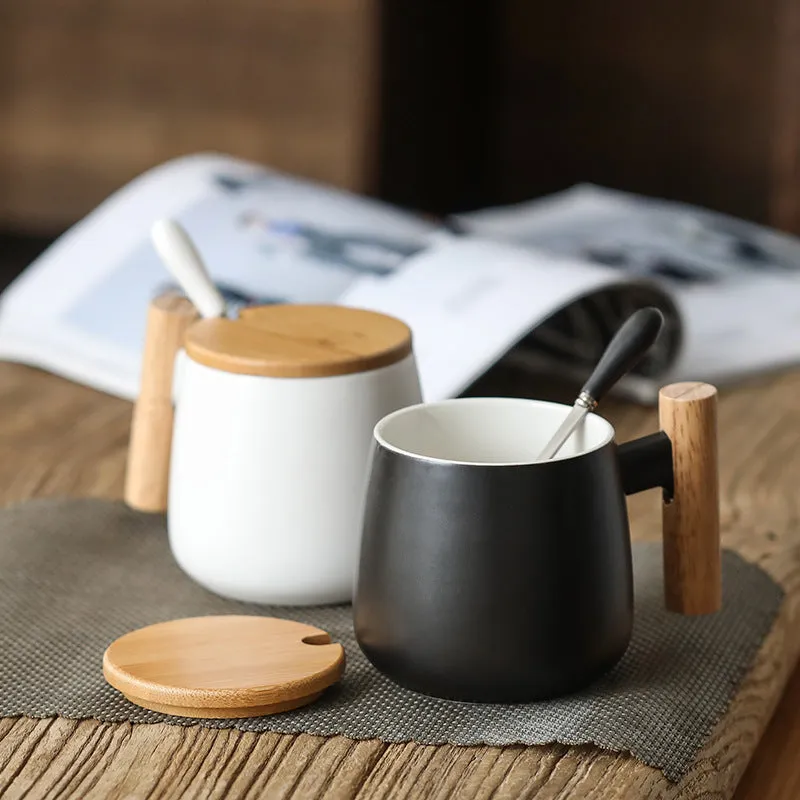 Ceramic coffee  cup with cover spoon customization