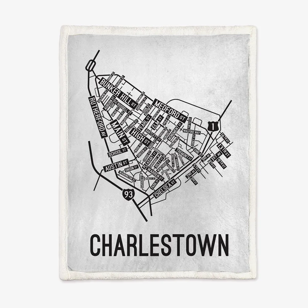 Charlestown, Boston Massachusetts Street Map Blanket Freshmen/Graduates Memorial Gifts