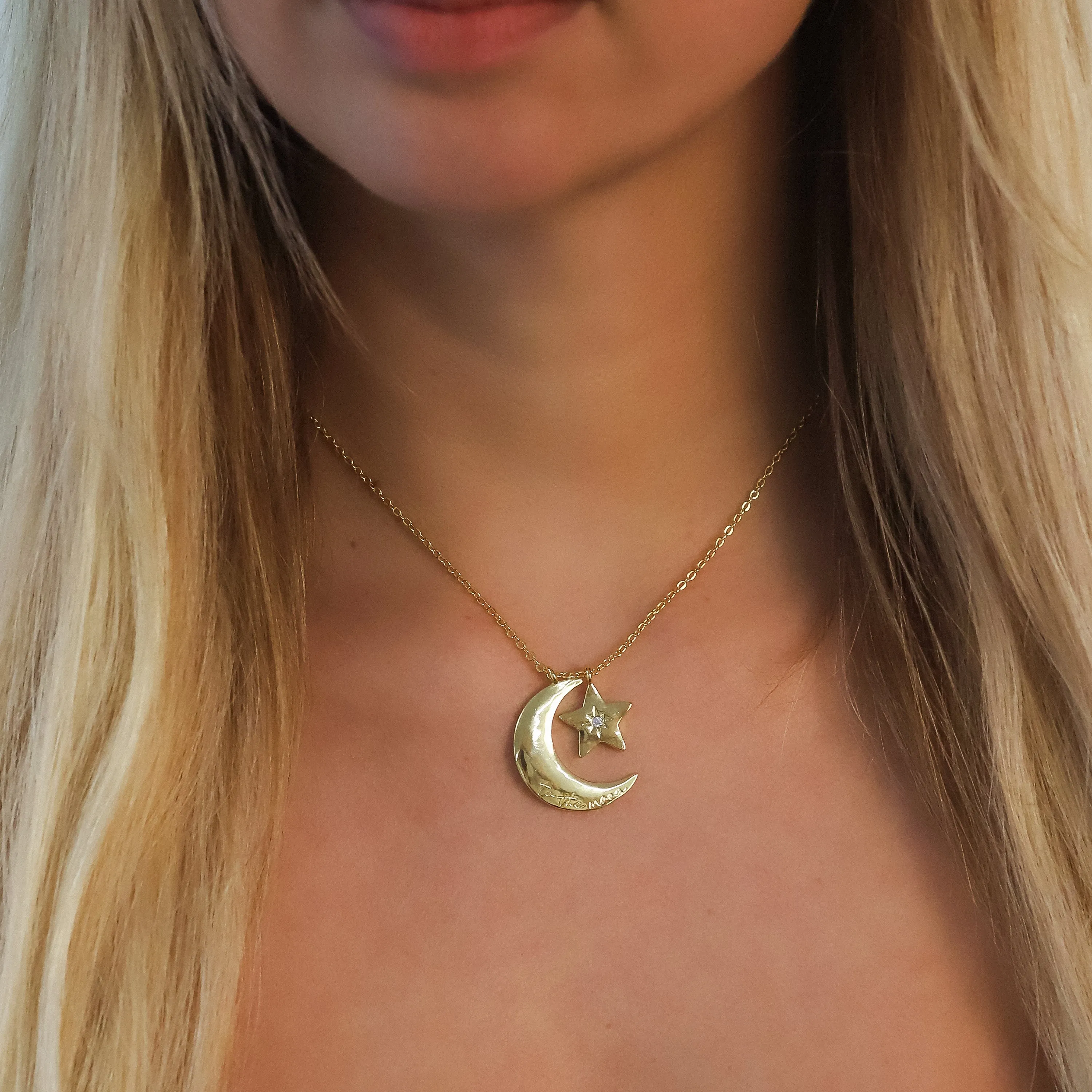 Cherish To The Moon & Back Necklace | 18k Gold Plated