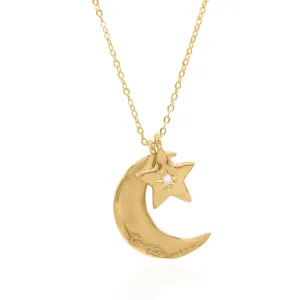 Cherish To The Moon & Back Necklace | 18k Gold Plated