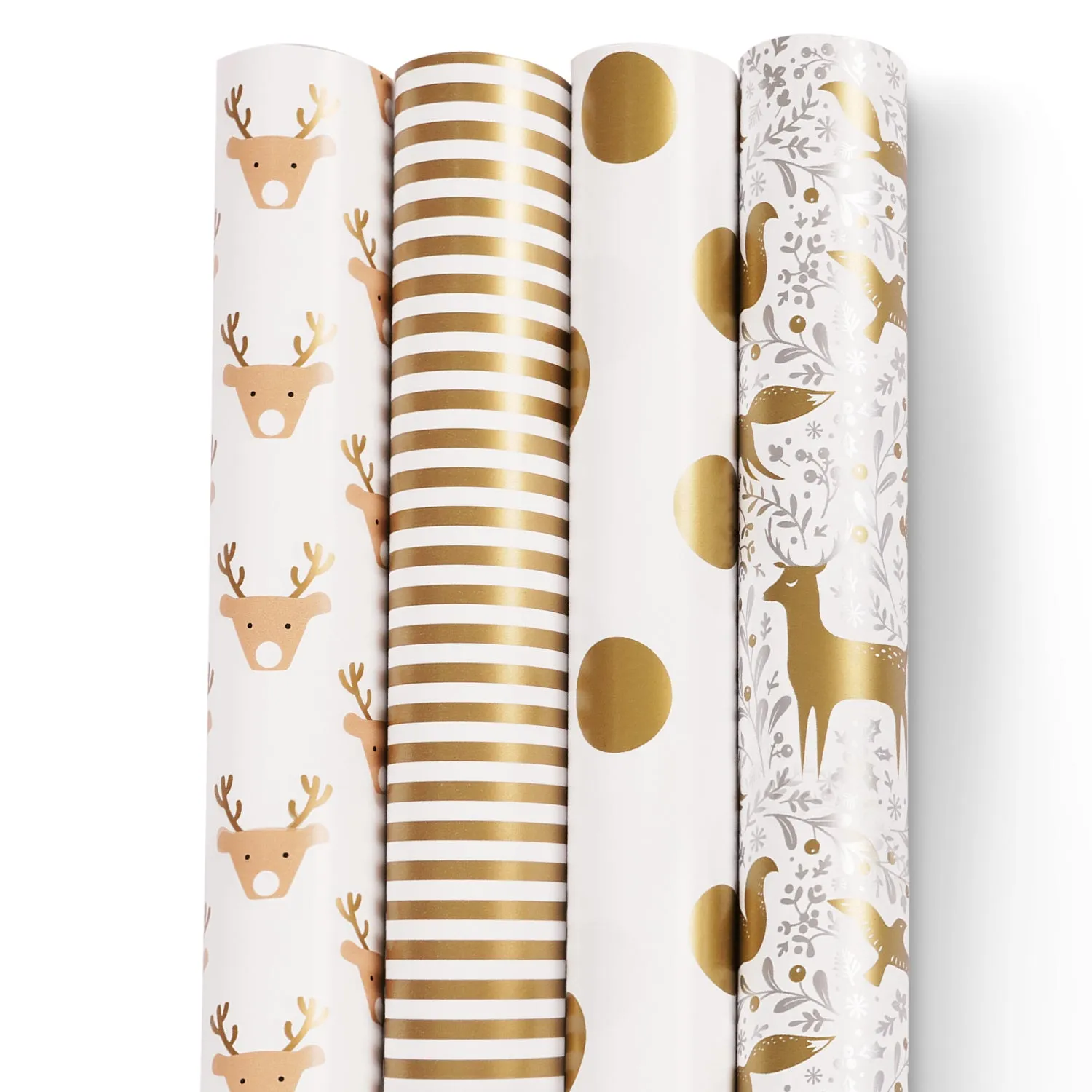 Christmas Gift Wrapping Paper Pack of 4, High-Quality Festive Kraft Design (32m Total)