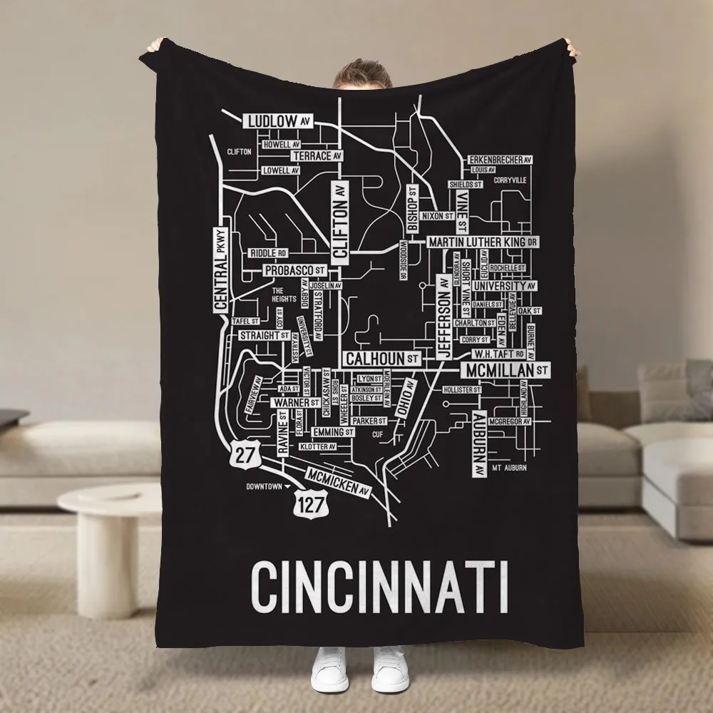 Cincinnati, Ohio Street Map Blanket Freshmen/Graduates Memorial Gifts