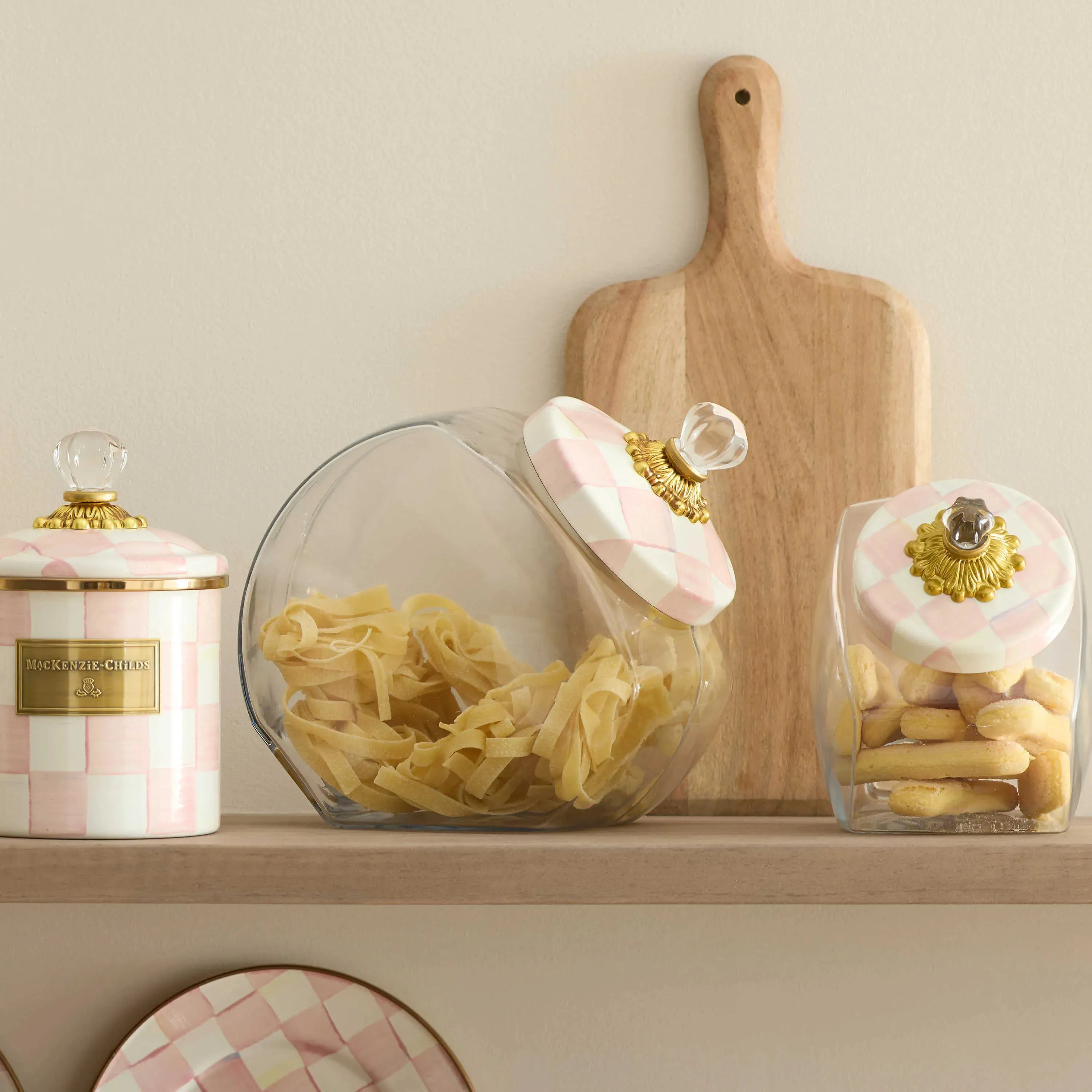 Cookie Jar with Rosy Check Enamel Lid (Mackenzie Childs)