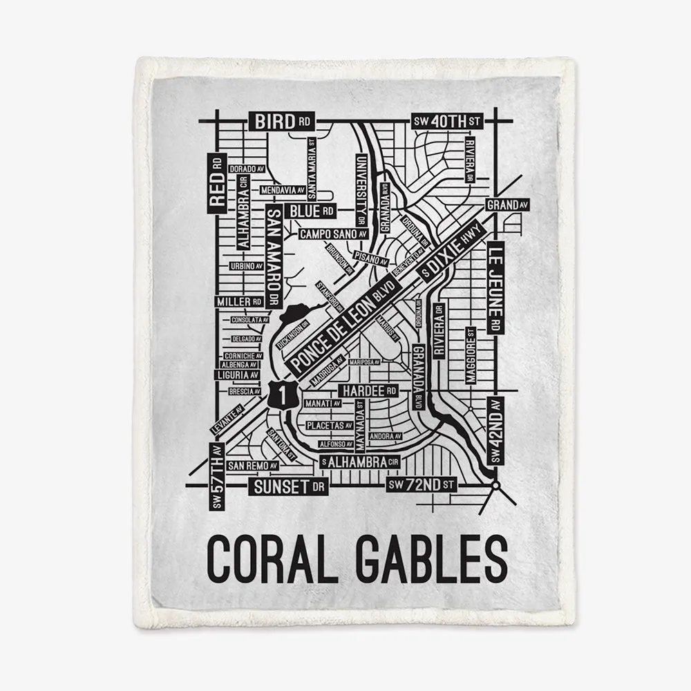 Coral Gables, Miami, Florida Street Map Blanket Freshmen/Graduates Memorial Gifts