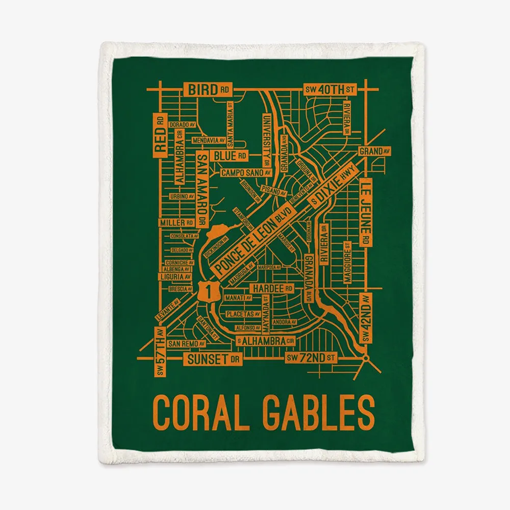 Coral Gables, Miami, Florida Street Map Blanket Freshmen/Graduates Memorial Gifts