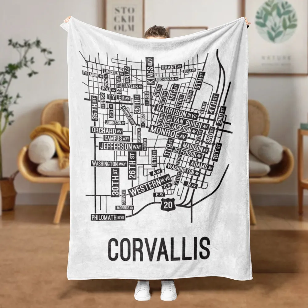 Corvallis, Oregon Street Map Blanket Freshmen/Graduates Memorial Gifts