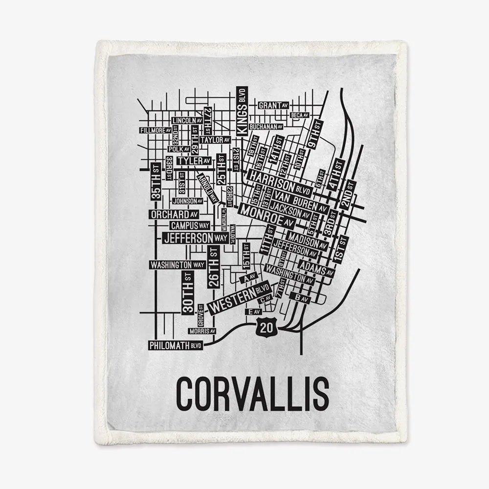 Corvallis, Oregon Street Map Blanket Freshmen/Graduates Memorial Gifts