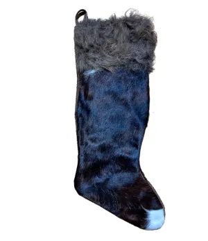 Cowhide Christmas Stocking Bison Hair - Large